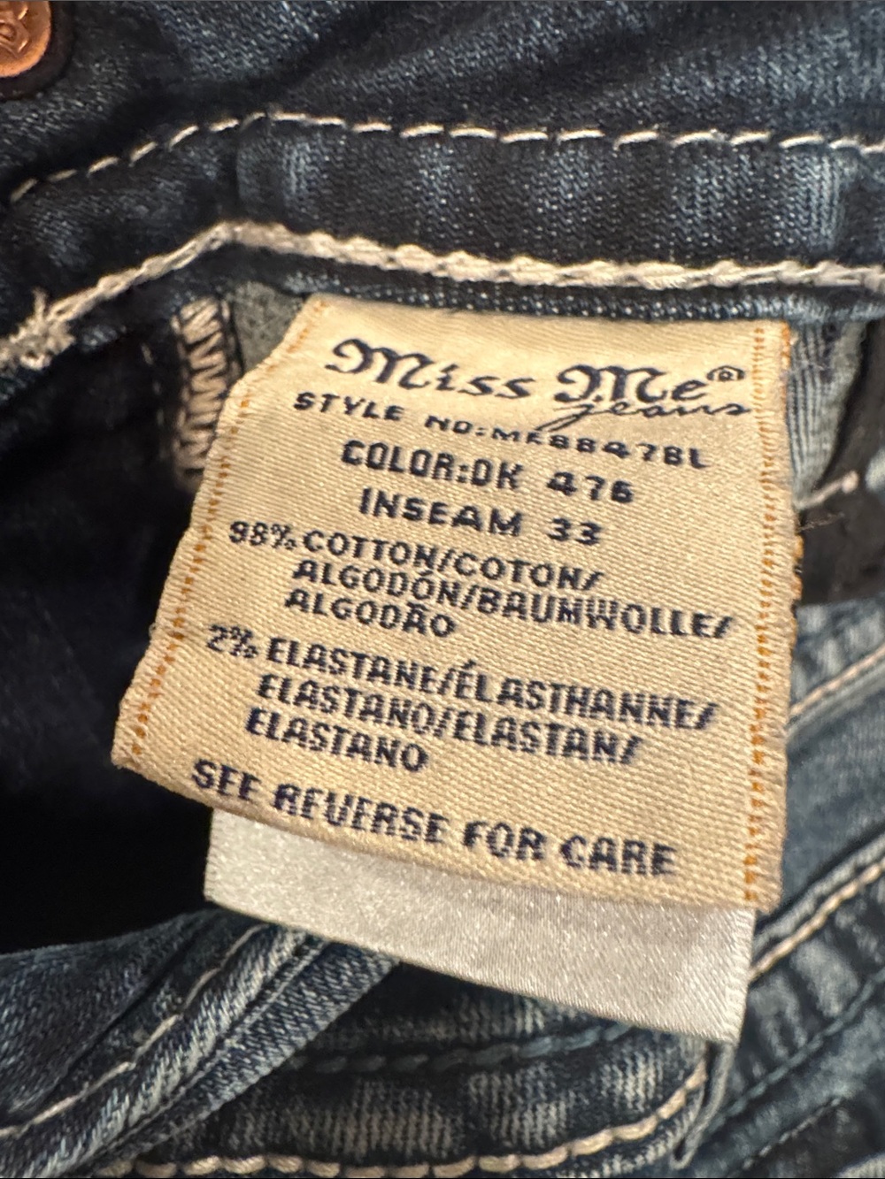 Miss Me Fleur De Lis Bootcut Jeans Med Wash Rhinestone Pockets 30 - Picture 3 of 11
